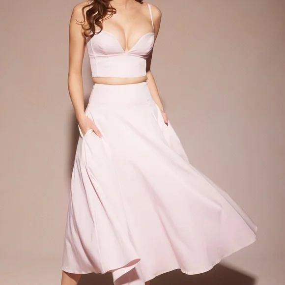 House of CB - Ballerina Pink A-line Midi Skirt - Picture 4 of 9